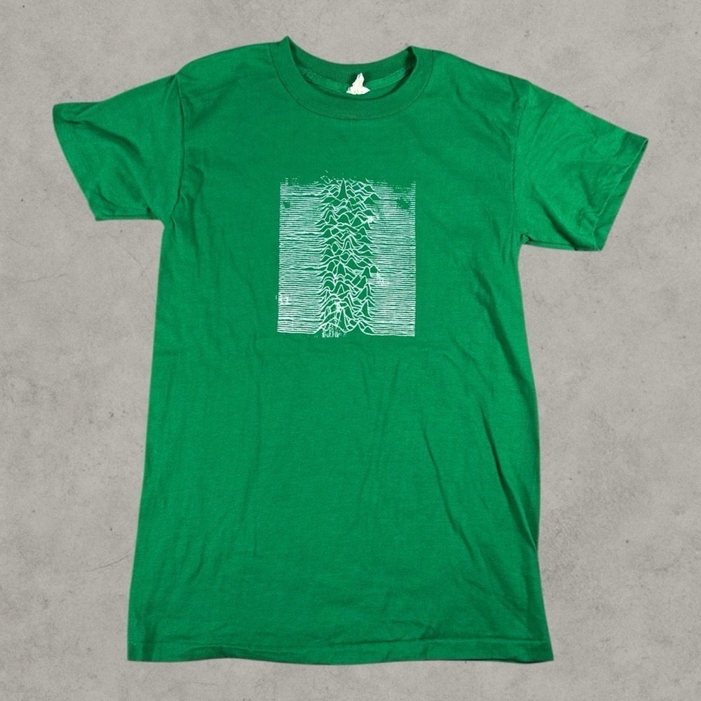 Vintage Joy Division Shirt Men Small Green 1970s Band Tee Unknown Pleasures Rare